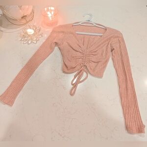 Women's Pink Ruched Crop Top